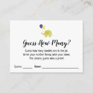 Recepción ¿Adivinan Cuántos? Tarjeta de juego blanca con ele