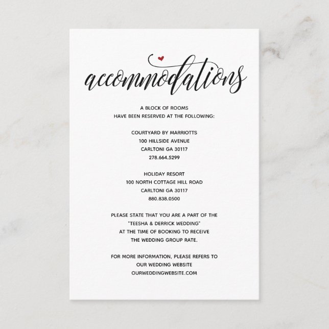 Recepción Alojamiento de boda rústica moderna tarjeta v1 (Anverso)