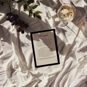 Recepción Aria   Tarjeta de Detalles de Boda Negra Beige