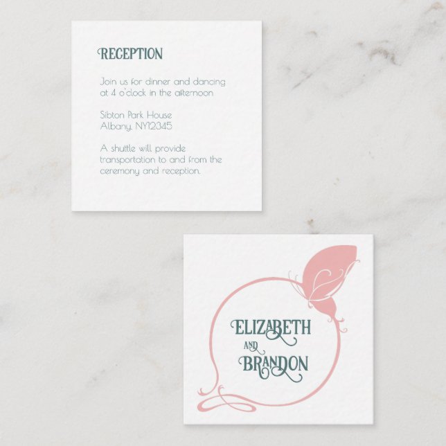 Recepción Art Nouveau de mariposa rosa (Anverso / Reverso)