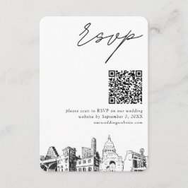 Recepción Austin Wedding RSVP Código QR Tarjeta de gabinete 