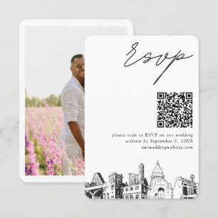 Recepción Austin Wedding RSVP Código QR Tarjeta de gabinete
