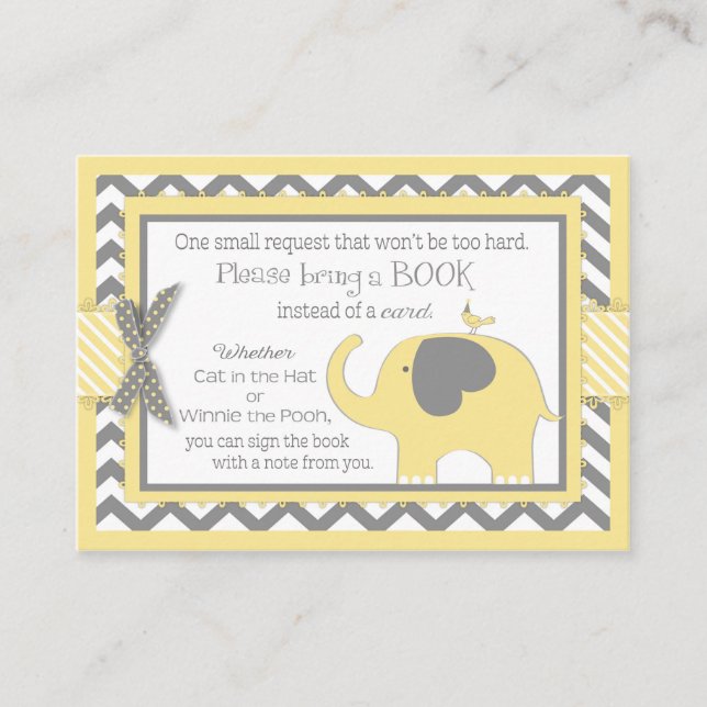 Recepción Ave elefante amarilla trae tarjeta de libro (Anverso)
