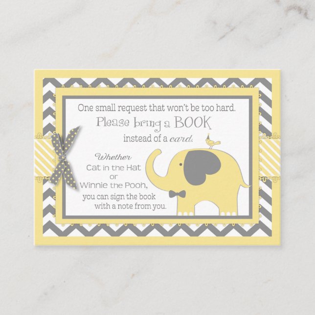 Recepción Ave elefante amarilla trae tarjeta de libro (Anverso)