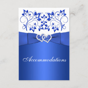 Recepción Azul Cobalto, Floral Blanco, Tarjeta de Cerramient