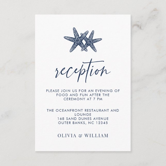 Recepción azul de la marina Starfish de bodas de p (Anverso)