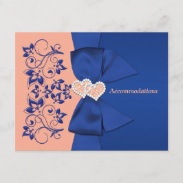 Recepción Azul real, floral de color rosa, tarjeta de envolt