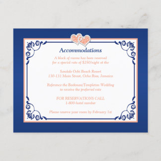 Recepción Azul real, floral de color, tarjeta de inserción d