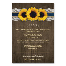 Recepción azul rústico de girasol + Tarjetas de ho