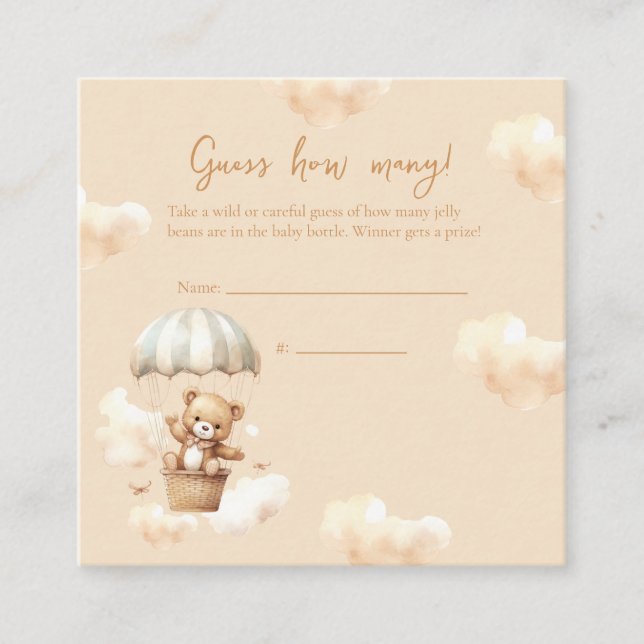 Recepción Balón caliente Teddy Oso Tarjeta de juego de adivi (Anverso)