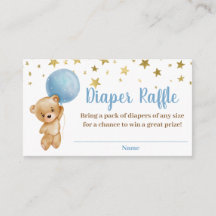 Balón de oso de niño Tarjeta de Raffle Diaper