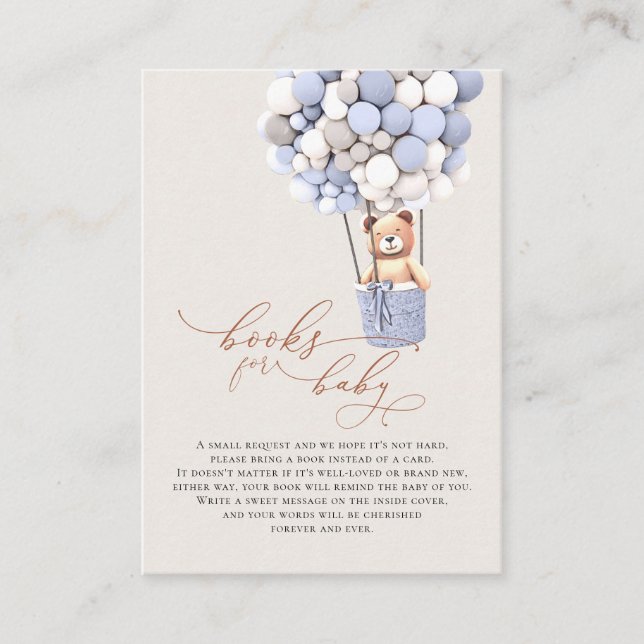 Recepción Balones de oso azul Baby Books Tarjeta de Gabinete (Anverso)