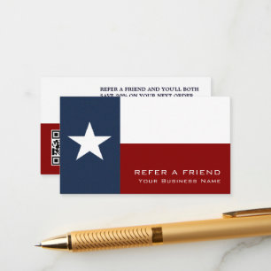 Recepción Bandera texana, tarjeta de referencia comercial de