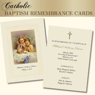 Recepción Bebé católico Baptismal Recuerdo de la tarjeta sag