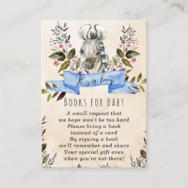 Recepción bebe libros azules de cebra para bebé tarjeta de s