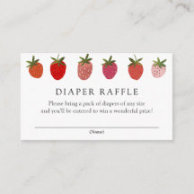 Berry Sweet Strawberry Diaper Raffle tarjeta de in