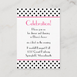 Recepción Black White Polka Dots Bat Mitzvah Tarjeta de Rece