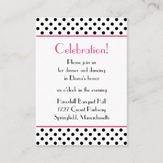 Recepción Black White Polka Dots Bat Mitzvah Tarjeta de Rece
