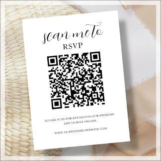 Recepción Blanco | Código QR | Tarjeta de confirmación de bo