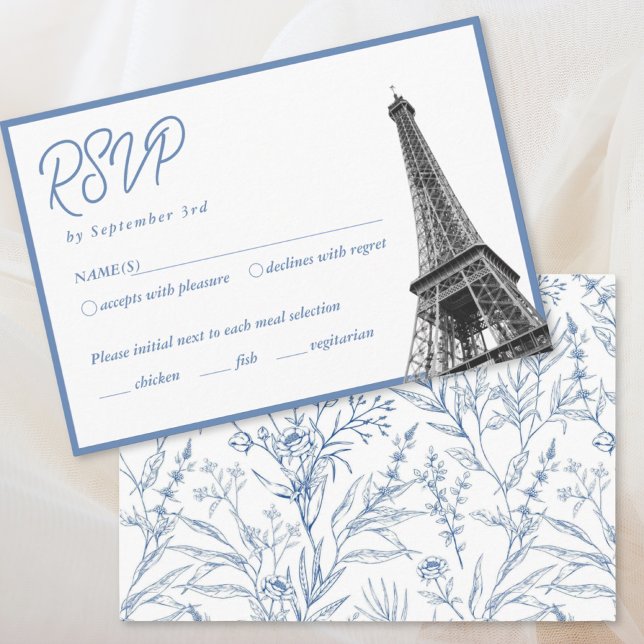 Recepción Blue French Floral Bat Mitzvah RSVP Tarjeta de Gab (Blue French Floral Bat Mitzvah RSVP Enclosure Card
)