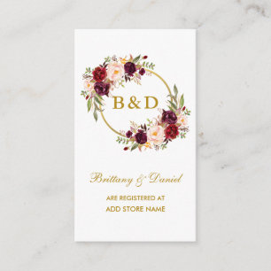 Recepción Boda Burgundy Wreath Tarjeta de inserción de regis