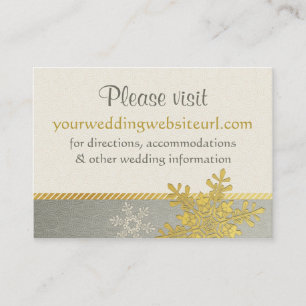 Recepción Boda de copo de nieve Silver Gold Tarjeta de inser