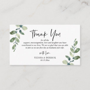 Recepción Boda de la vegetación moderna Gracias tarjeta adju