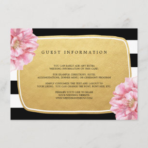Recepción Boda de Moda floral Tarjeta de inserción / Oro