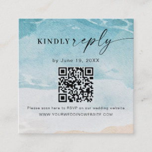 Recepción Boda de playa de verano Código QR Tarjeta de inscr