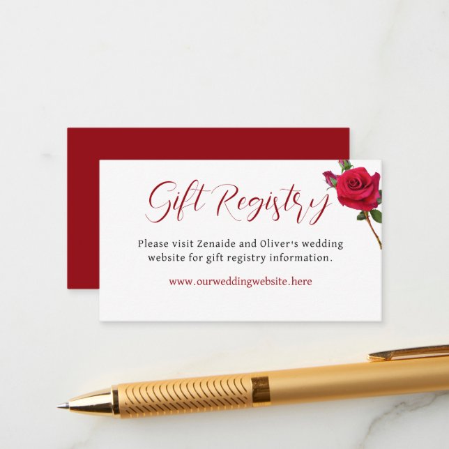 Recepción Boda del Registro de Regalos Sitio Web Tarjeta de  (Anverso/Reverso In Situ)