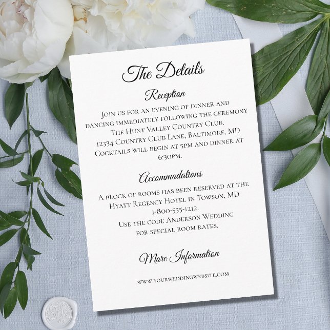 Recepción Boda Detalles de la tarjeta de gabinete Minimalist (Subido por el creador)