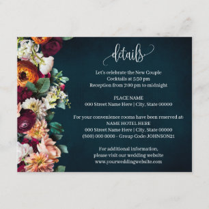 Recepción Boda Detalles de la tarjeta de inscripción de borg