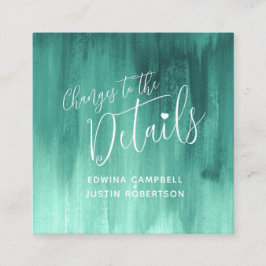 Recepción Boda detalles tarjeta de cambios de arte verde esm