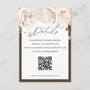 Recepción Boda en un jardín beige y marrón Tarjeta de detall