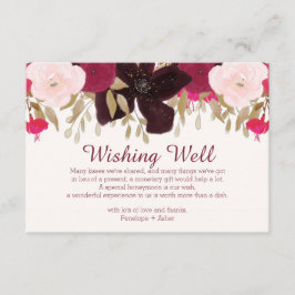 Recepción Boda floral bohemio deseando una tarjeta de inserc