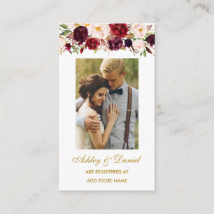 Recepción Boda Floral Burgundy Registry Insertar tarjeta de