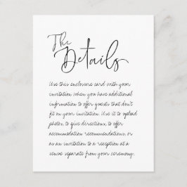 Recepción Boda manuscrito La tarjeta de gabinete de detalles