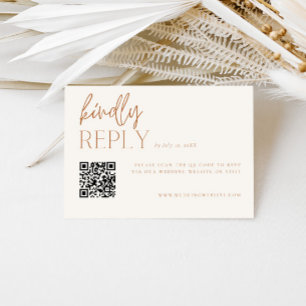 Recepción Boda mínima de tierra RSVP Código QR Tarjeta de in