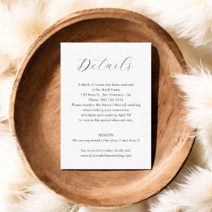 Recepción Boda minimalista Detalles de la tarjeta de gabinet