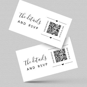 Recepción Boda QR Código RSVP y tarjeta de detalles Insertar