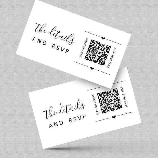 Recepción Boda QR Código RSVP y tarjeta de detalles Insertar (Subido por el creador)