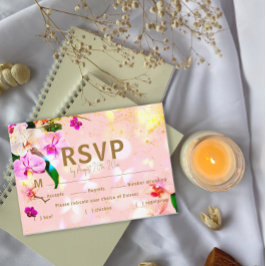 Recepción Boda romántica con orquídea RSVP Tarjeta de inscri