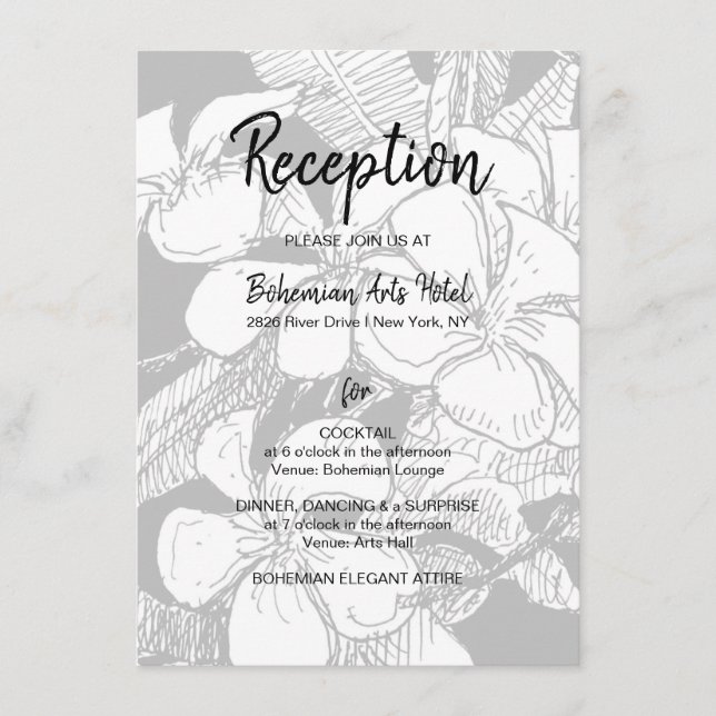Recepción Bohemiana Floral en Blanco Negro (Anverso)