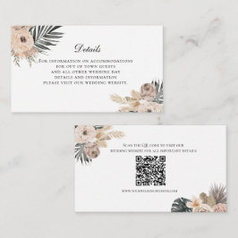 Recepción Boho Beige Boda Floral Tarjeta de presentación