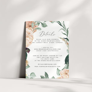 Recepción Boho Blooms Boda Información de invitado Tarjeta d