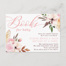Recepción Boho Books para la tarjeta de bebé, acuarela flora