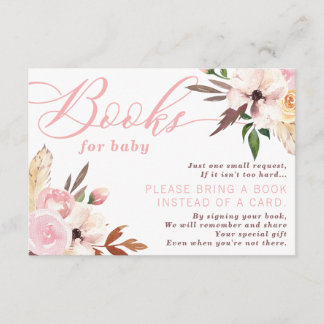 Recepción Boho Books para la tarjeta de bebé, acuarela flora
