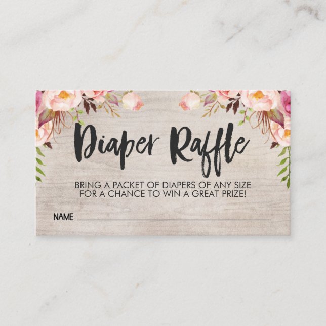 Recepción Boho Diaper Raffle Card Insertar tamaño de tarjeta (Anverso)