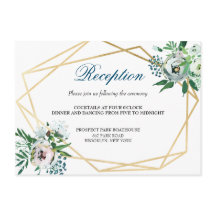 Recepción Boho Floral Geométrica de Boda Azul