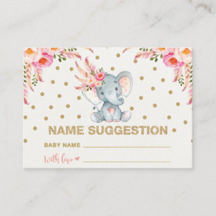 Recepción Boho Pink Gold Floral Baby Tarjeta de Sugerencia